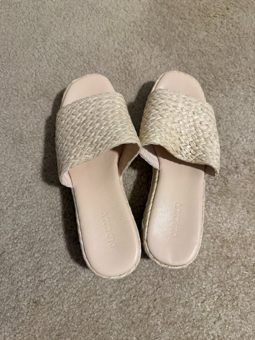 Chunky nude/woven heels